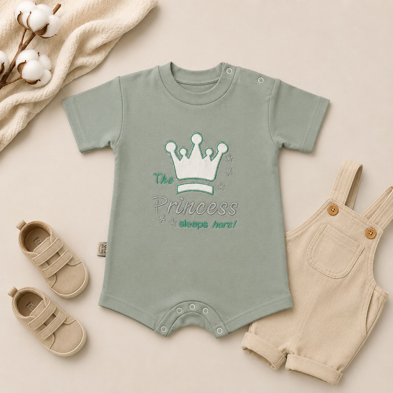 THE PRINCESS-3 colors Available -Short Sleeves -Baby Romper