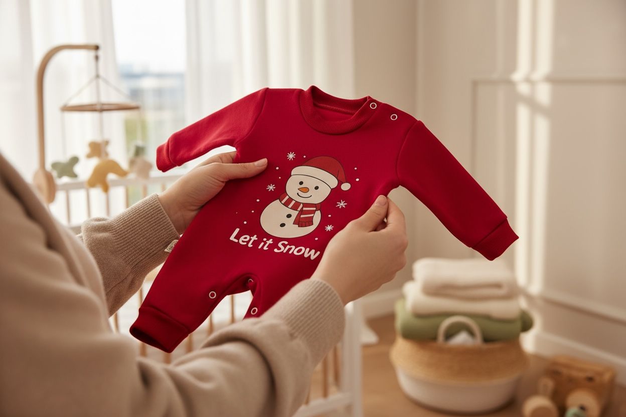 Let It Snow 2-Piece Baby Salopette & Hat Set – Red