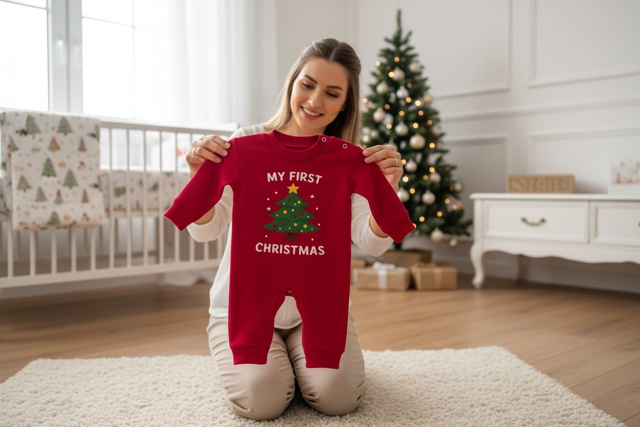 My First Christmas 2-Piece Baby Salopette & Hat Set – Red