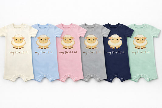My First Eid Baby Romper – Sheep Design (6 Colors)