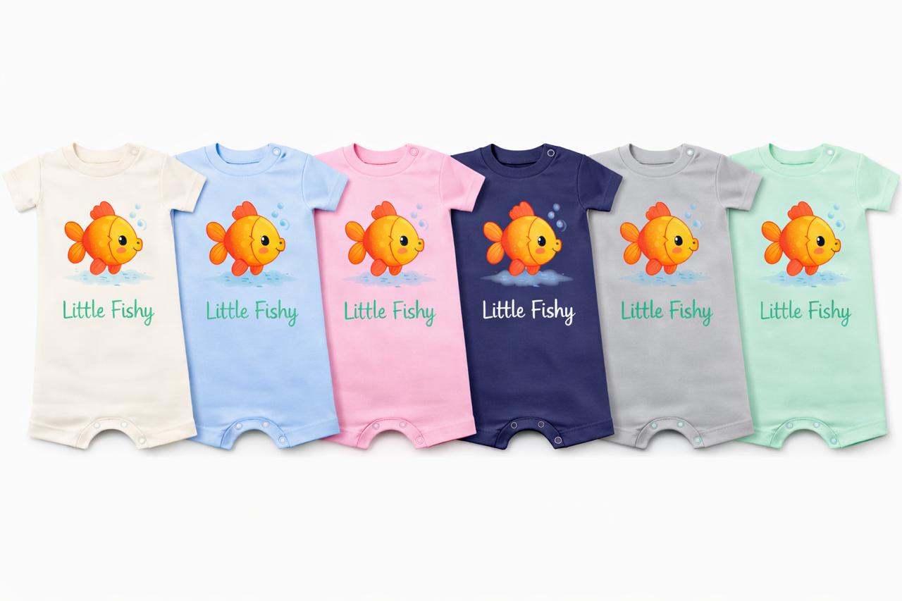 Little Fishy Baby Romper – 6 Color Options