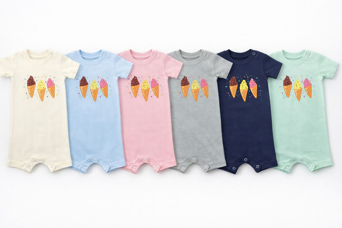 Sweet Ice Cream Baby Romper – 6 Color Options