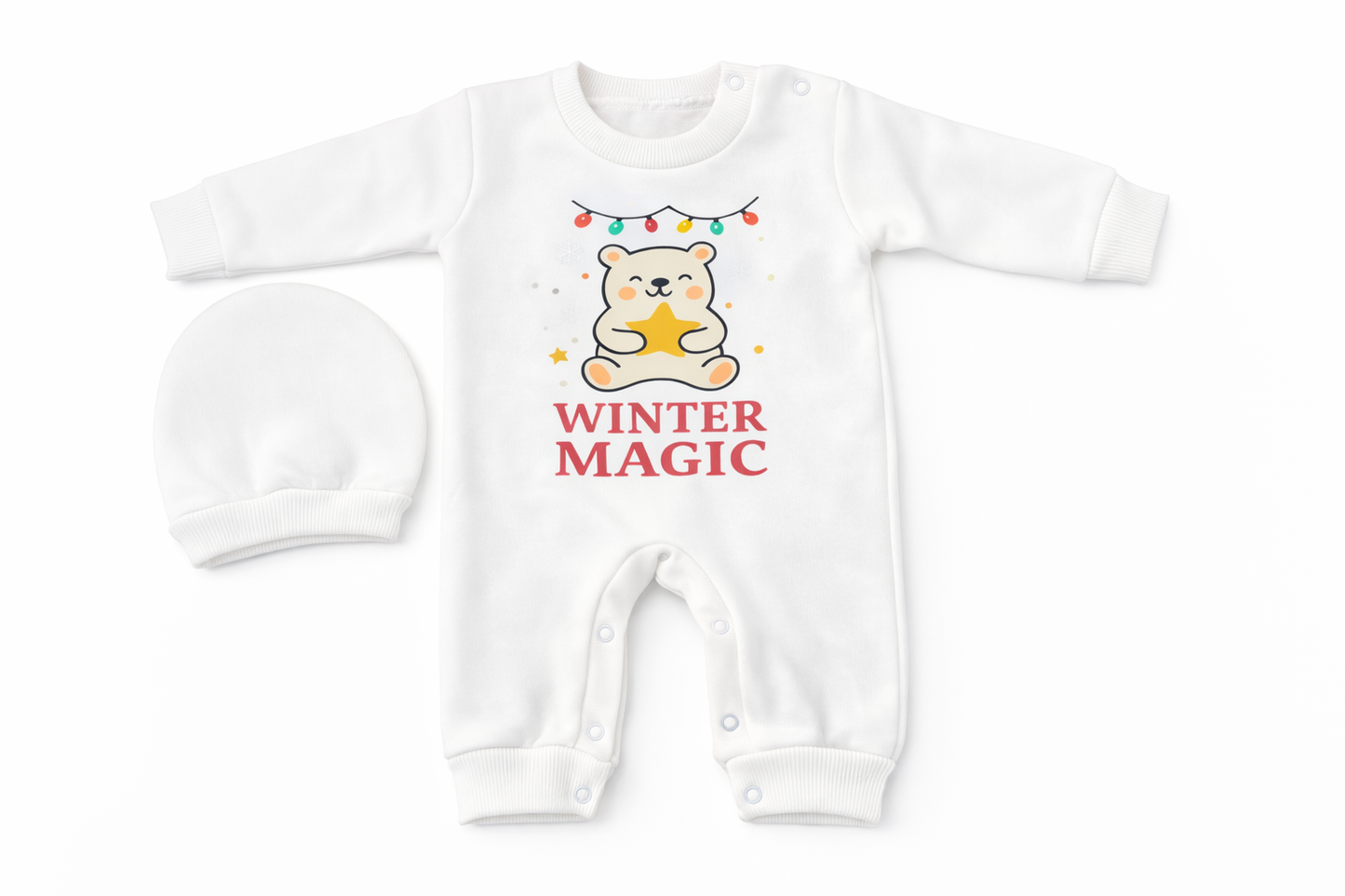 Winter Magic – Newborn 2-Piece Salopette & Cap Set