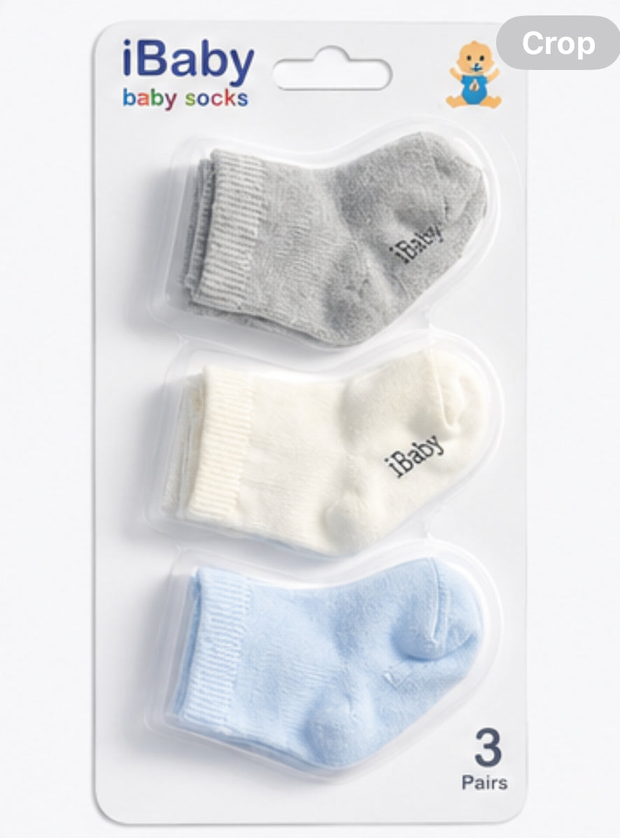 Soft Cotton Baby Socks – 3 Pairs Pack(باكت شراب مكون من ٣ قطع ) BOY