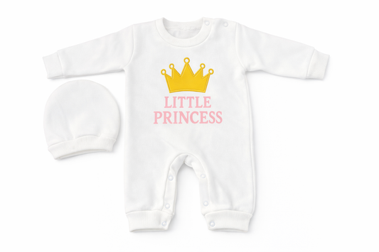 Little Princess – Newborn 2-Piece Salopette & Cap Set