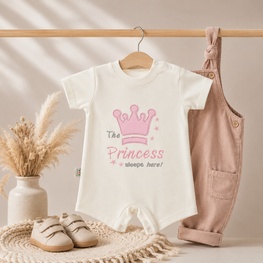 THE PRINCESS-3 colors Available -Short Sleeves -Baby Romper