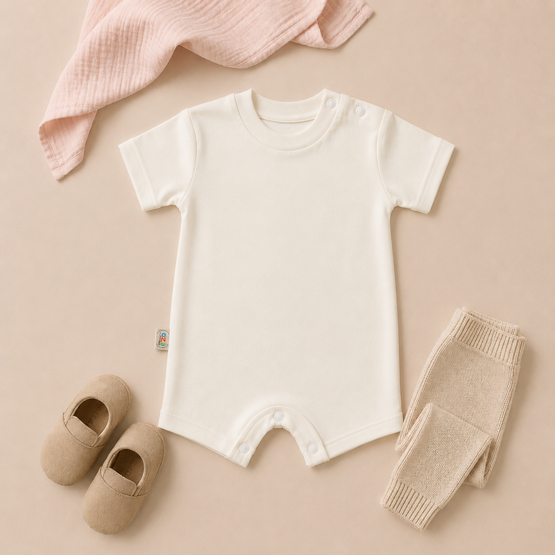 Plain Short Sleeve Baby Romper -7 colors Available