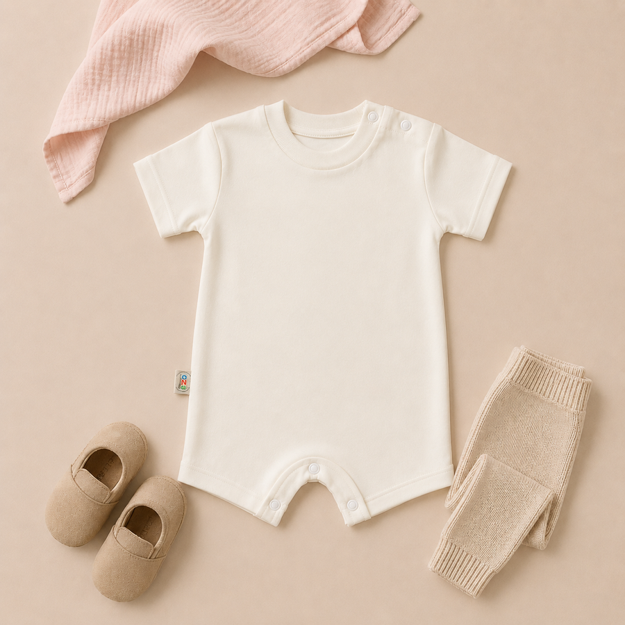 Plain Short Sleeve Baby Romper -7 colors Available