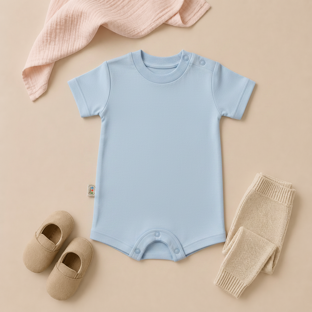Plain Short Sleeve Baby Romper -7 colors Available