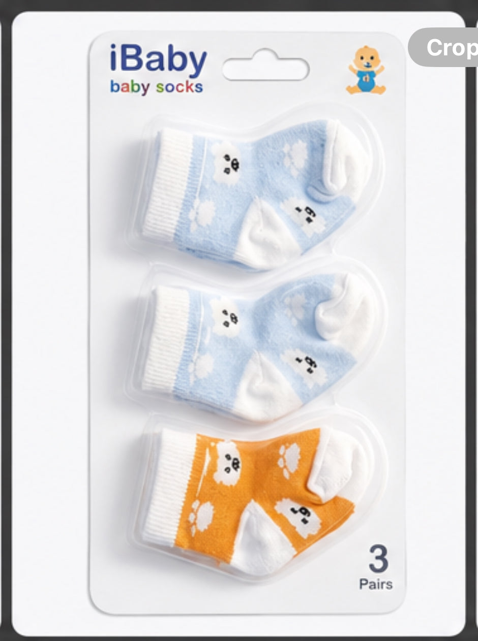 Soft Cotton Baby Socks – 3 Pairs Pack(باكت شراب مكون من ٣ قطع ) BOY