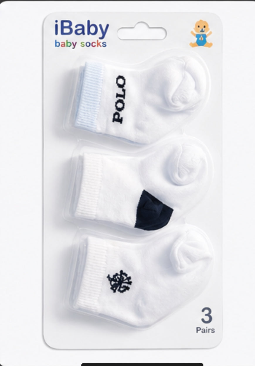 Soft Cotton Baby Socks – 3 Pairs Pack(باكت شراب مكون من ٣ قطع ) BOY