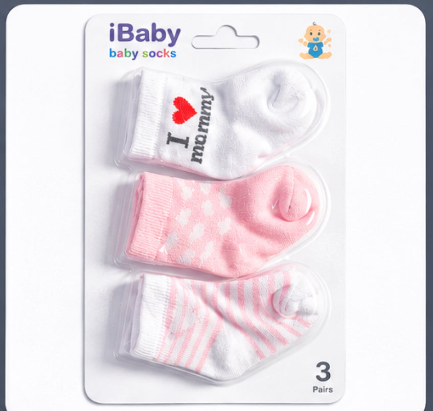 Soft Cotton Baby Socks – 3 Pairs Pack(باكت شراب مكون من ٣ قطع ) GIRL