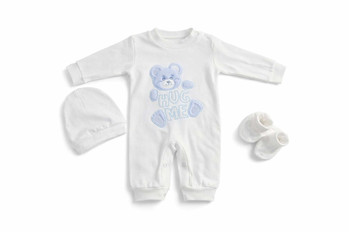 Hug Me Bear Baby Matching Set – 4 Piece Newborn Outfit - Boy