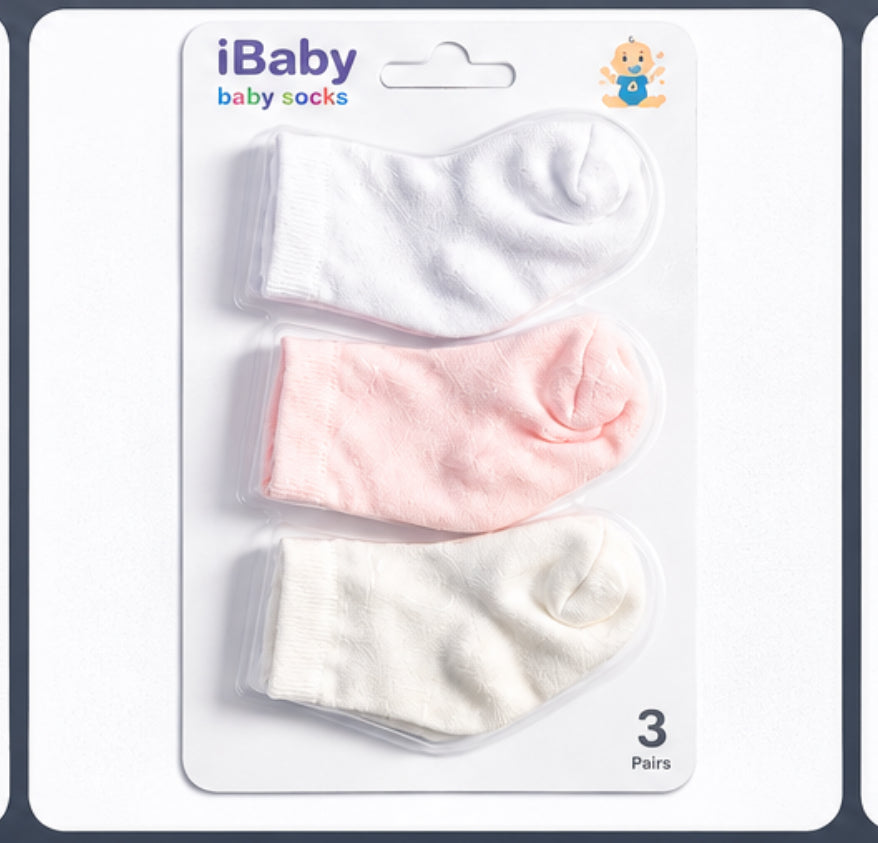 Soft Cotton Baby Socks – 3 Pairs Pack(باكت شراب مكون من ٣ قطع ) GIRL