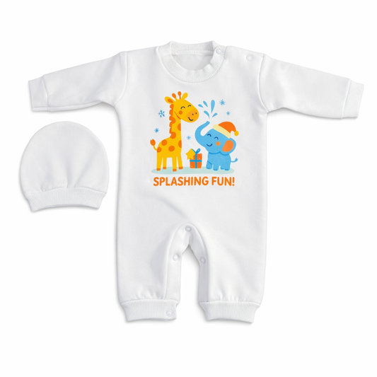 Splashing Fun! – Newborn 2-Piece Salopette & Cap Set