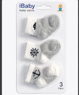 Soft Cotton Baby Socks – 3 Pairs Pack(باكت شراب مكون من ٣ قطع ) BOY