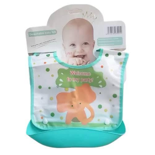 Baby Waterproof Feeding Bib with Food Catcher – Available in Red, Pink & Green