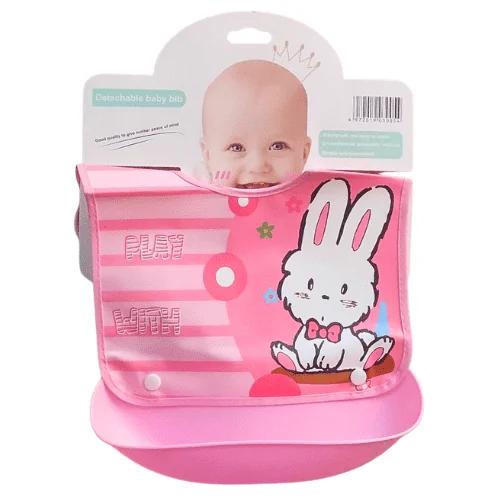 Baby Waterproof Feeding Bib with Food Catcher – Available in Red, Pink & Green