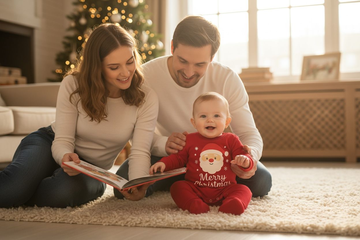 Merry Christmas 2-Piece Baby Salopette & Hat Set – Red