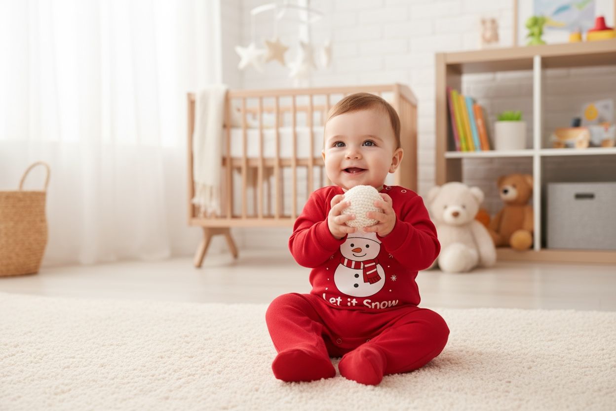 Let It Snow 2-Piece Baby Salopette & Hat Set – Red