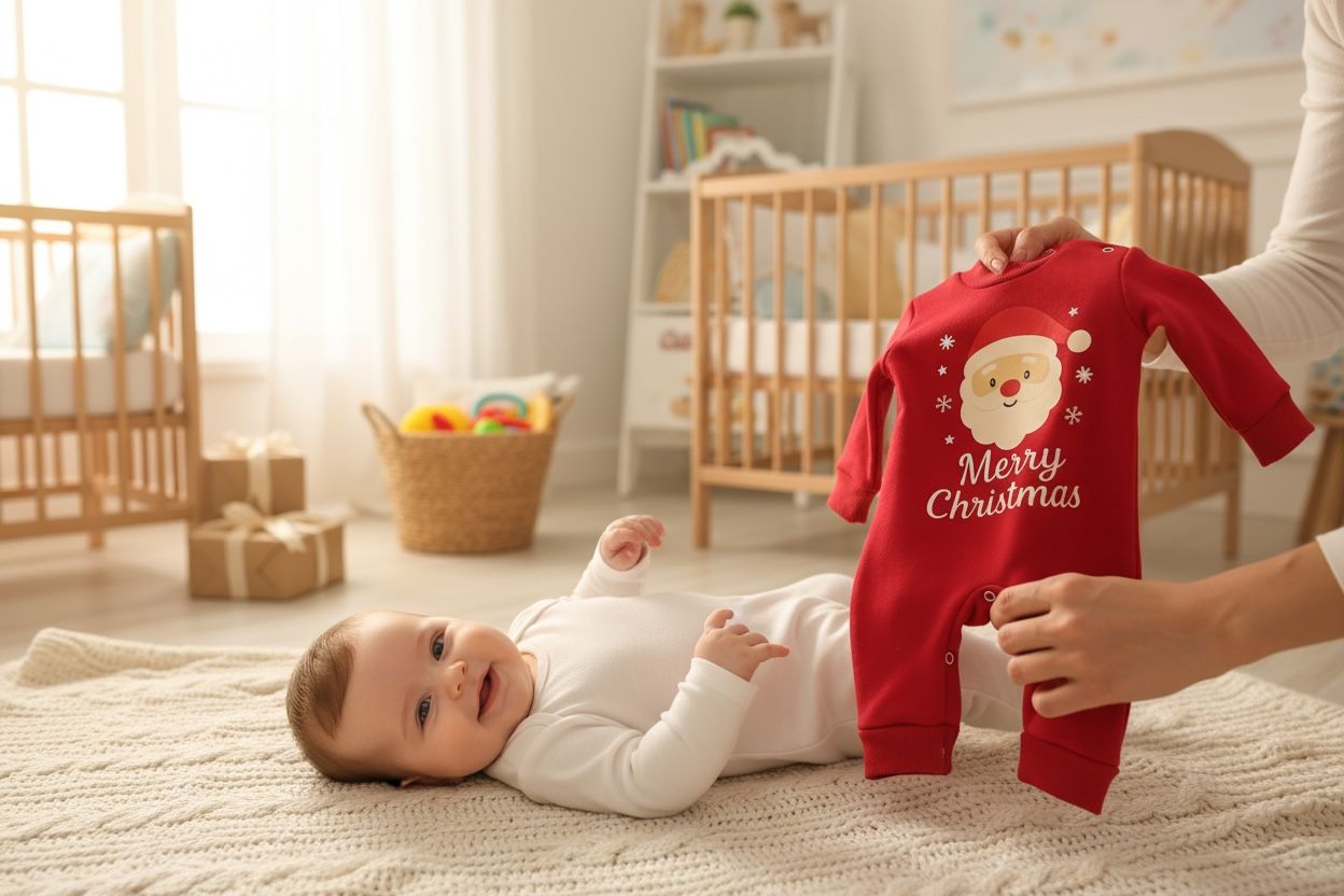 Merry Christmas 2-Piece Baby Salopette & Hat Set – Red