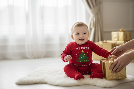 My First Christmas 2-Piece Baby Salopette & Hat Set – Red
