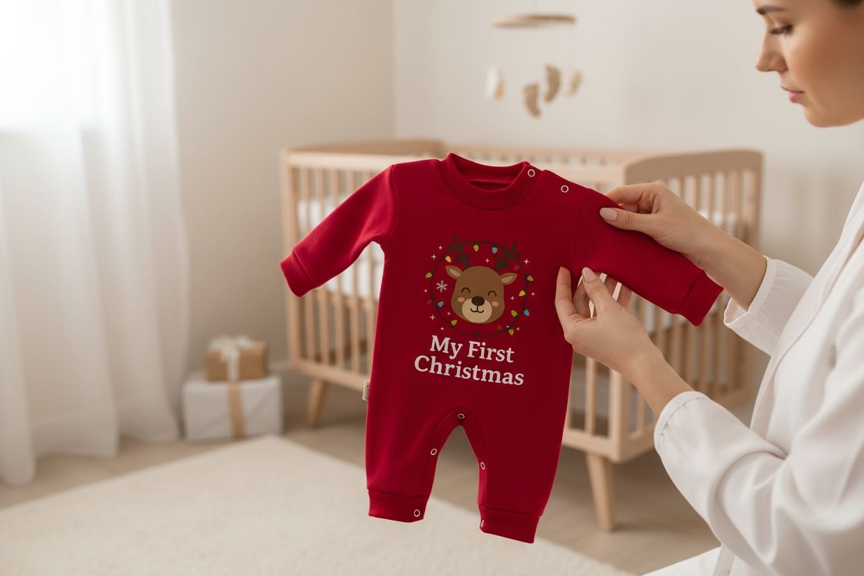 My First Christmas (Reindeer Edition) 2-Piece Baby Salopette & Hat Set – Red