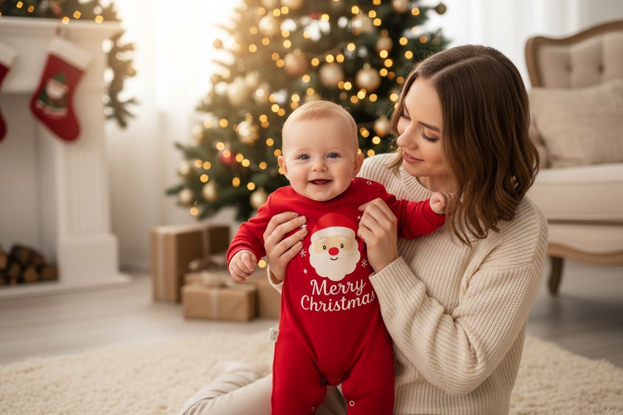 Merry Christmas 2-Piece Baby Salopette & Hat Set – Red