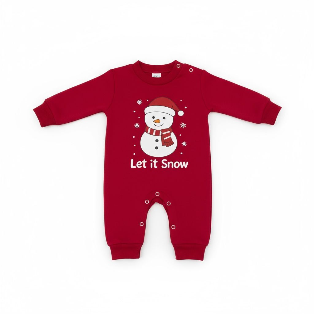 Let It Snow 2-Piece Baby Salopette & Hat Set – Red