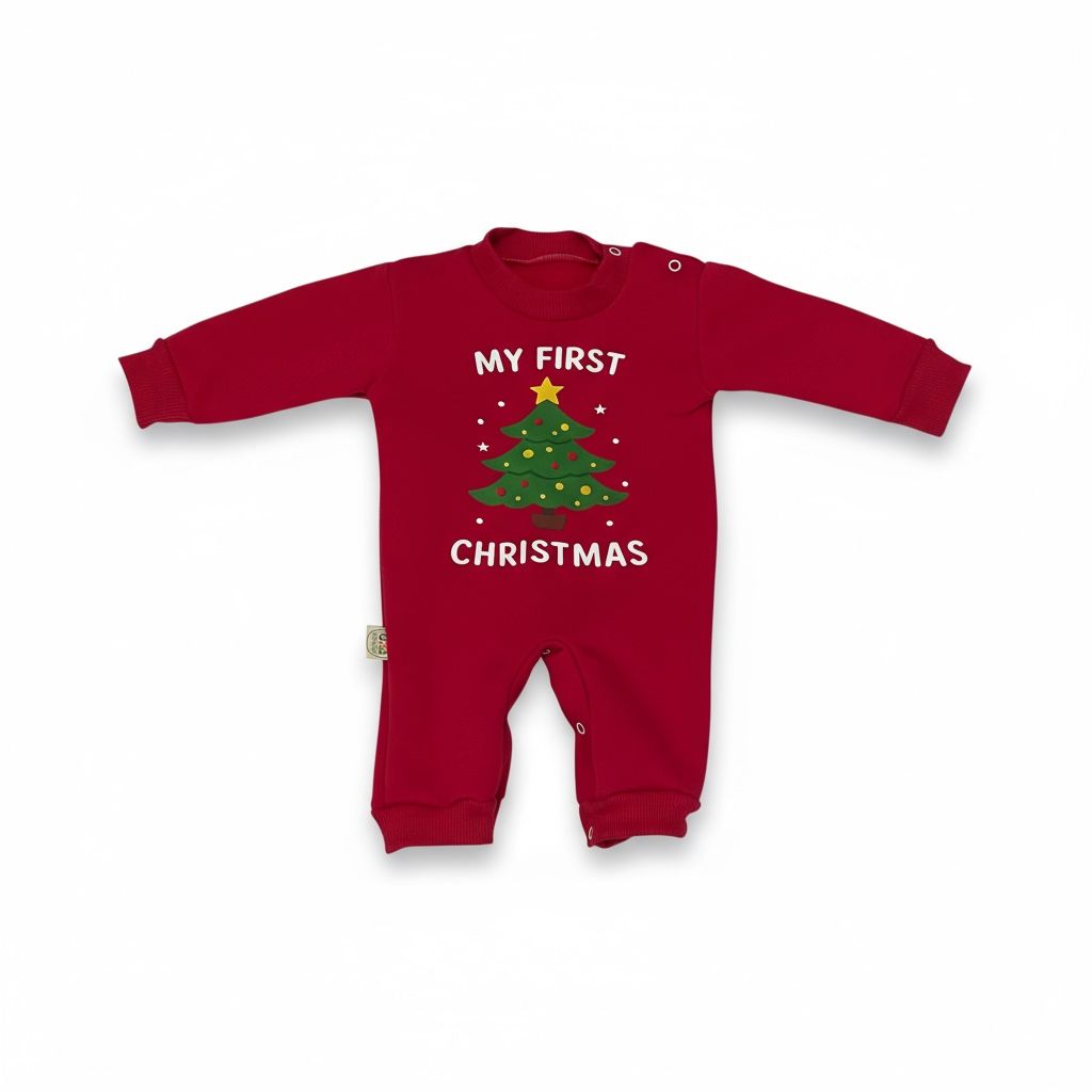 My First Christmas 2-Piece Baby Salopette & Hat Set – Red
