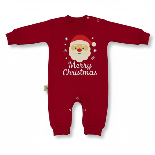 Merry Christmas 2-Piece Baby Salopette & Hat Set – Red