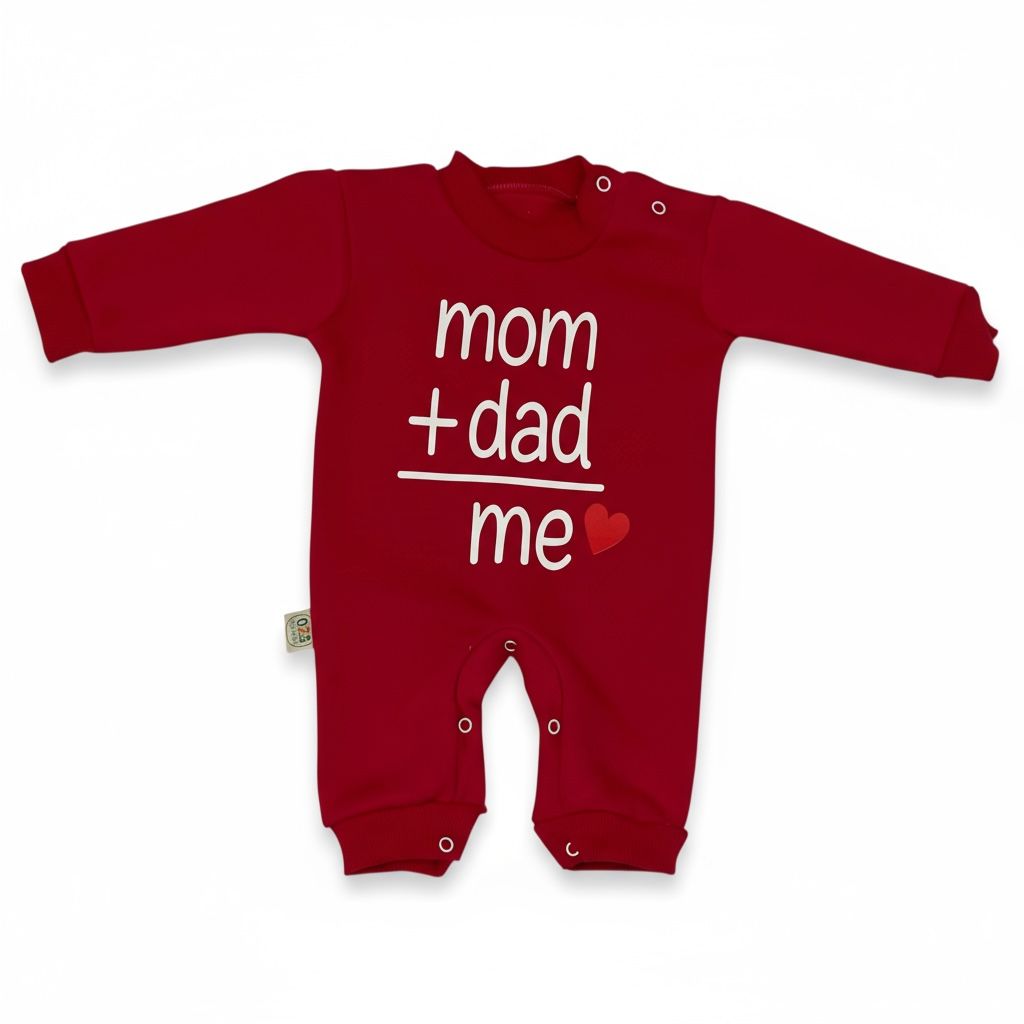 Mom + Dad = Me 2-Piece Baby Salopette & Hat Set – Red