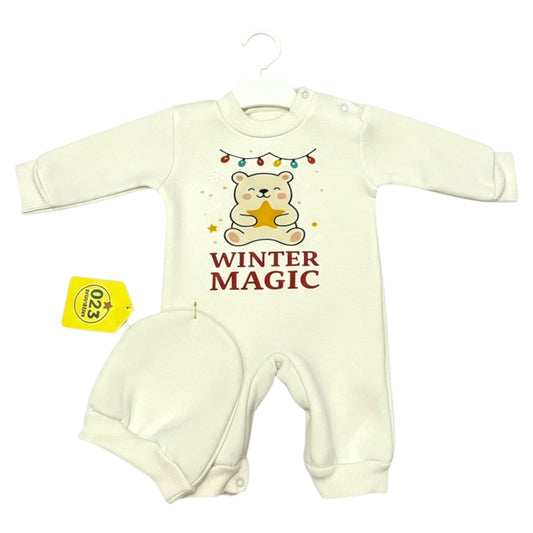 Winter Magic – Newborn 2-Piece Salopette & Cap Set