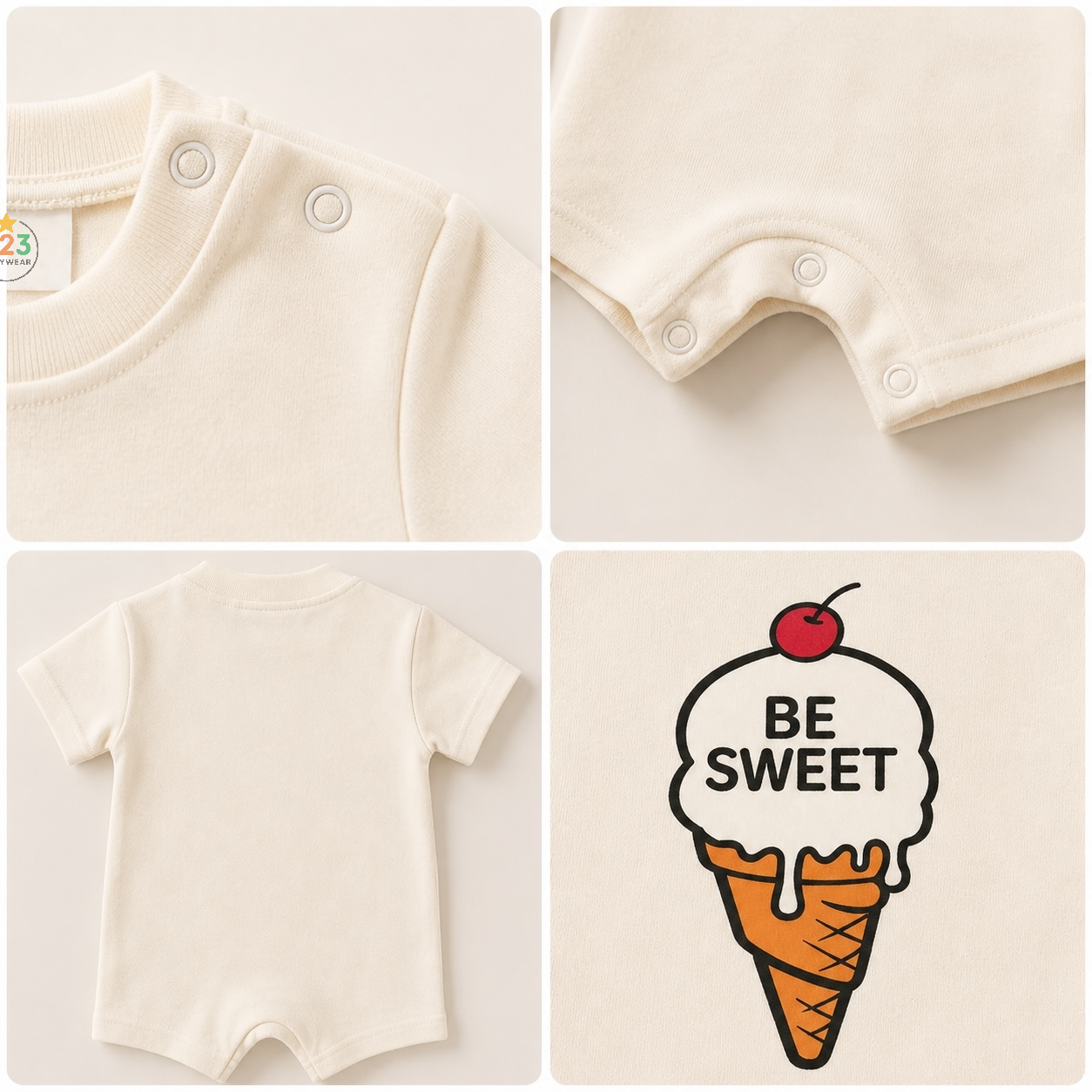 Be Sweet Ice Cream Baby Romper – 6 Color Options