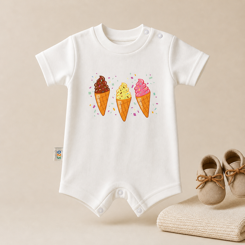 Sweet Ice Cream Baby Romper – 6 Color Options