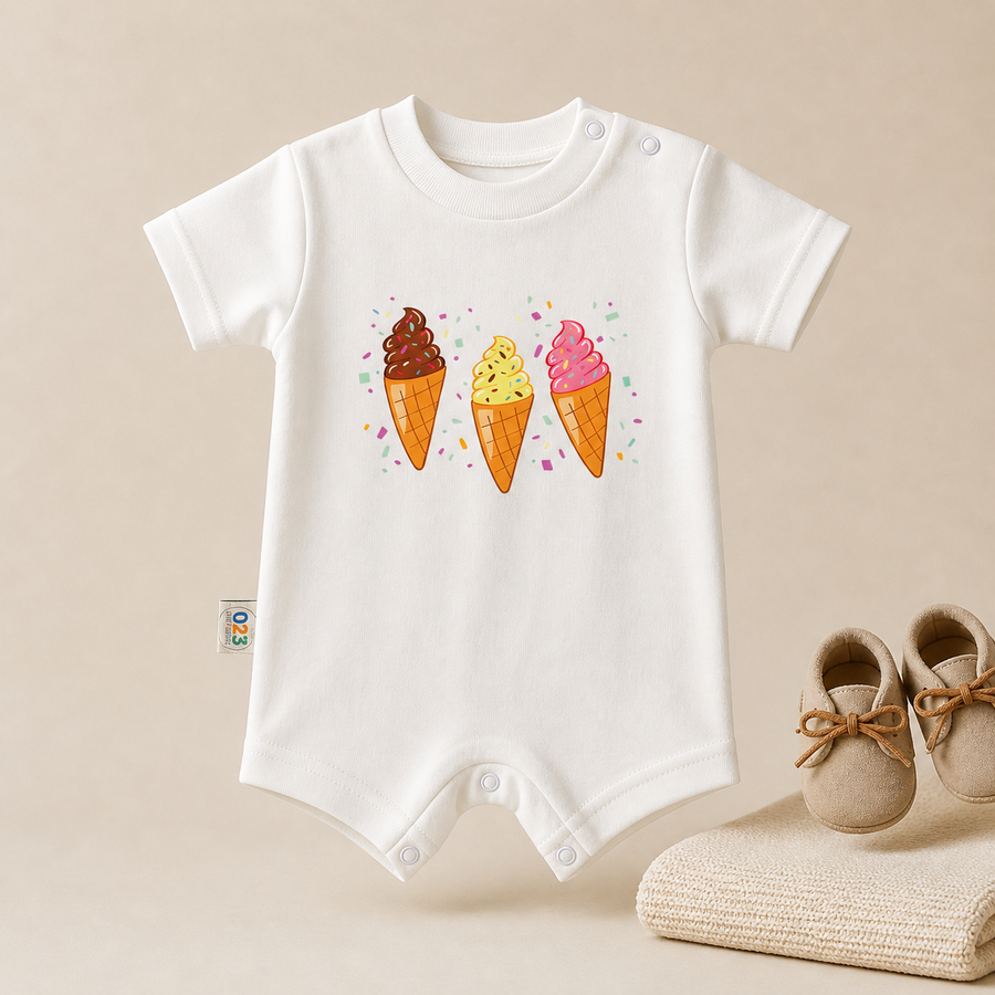 Sweet Ice Cream Baby Romper – 6 Color Options
