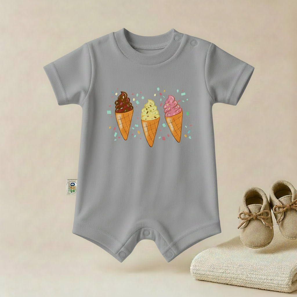 Sweet Ice Cream Baby Romper – 6 Color Options