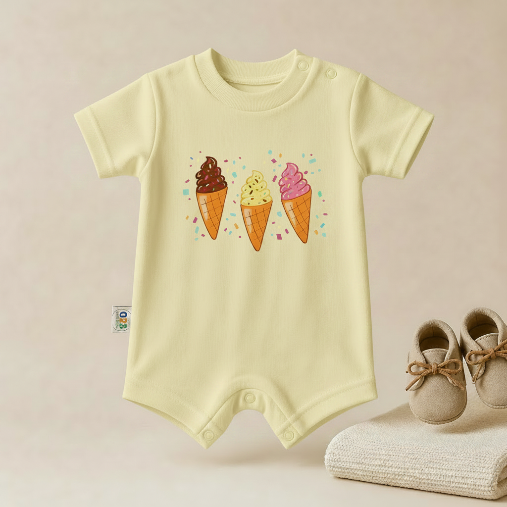 Sweet Ice Cream Baby Romper – 6 Color Options