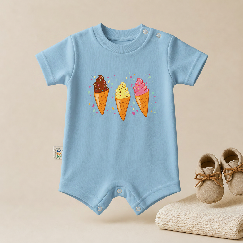 Sweet Ice Cream Baby Romper – 6 Color Options