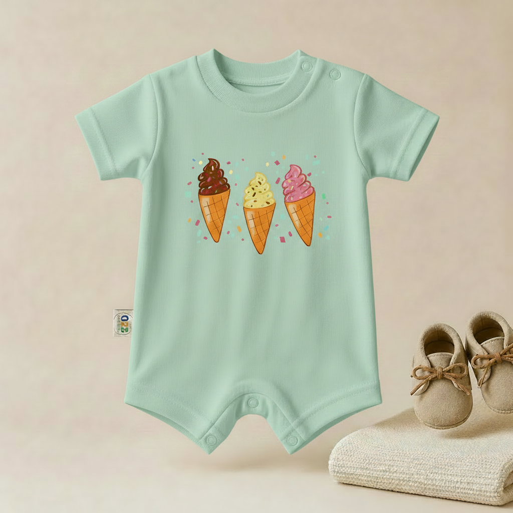 Sweet Ice Cream Baby Romper – 6 Color Options