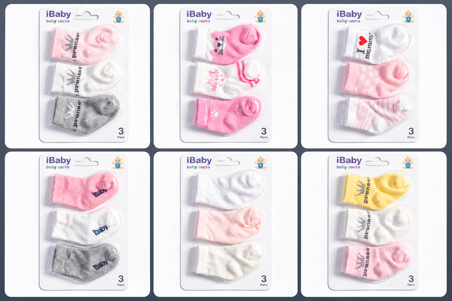 Soft Cotton Baby Socks – 3 Pairs Pack(باكت شراب مكون من ٣ قطع ) GIRL