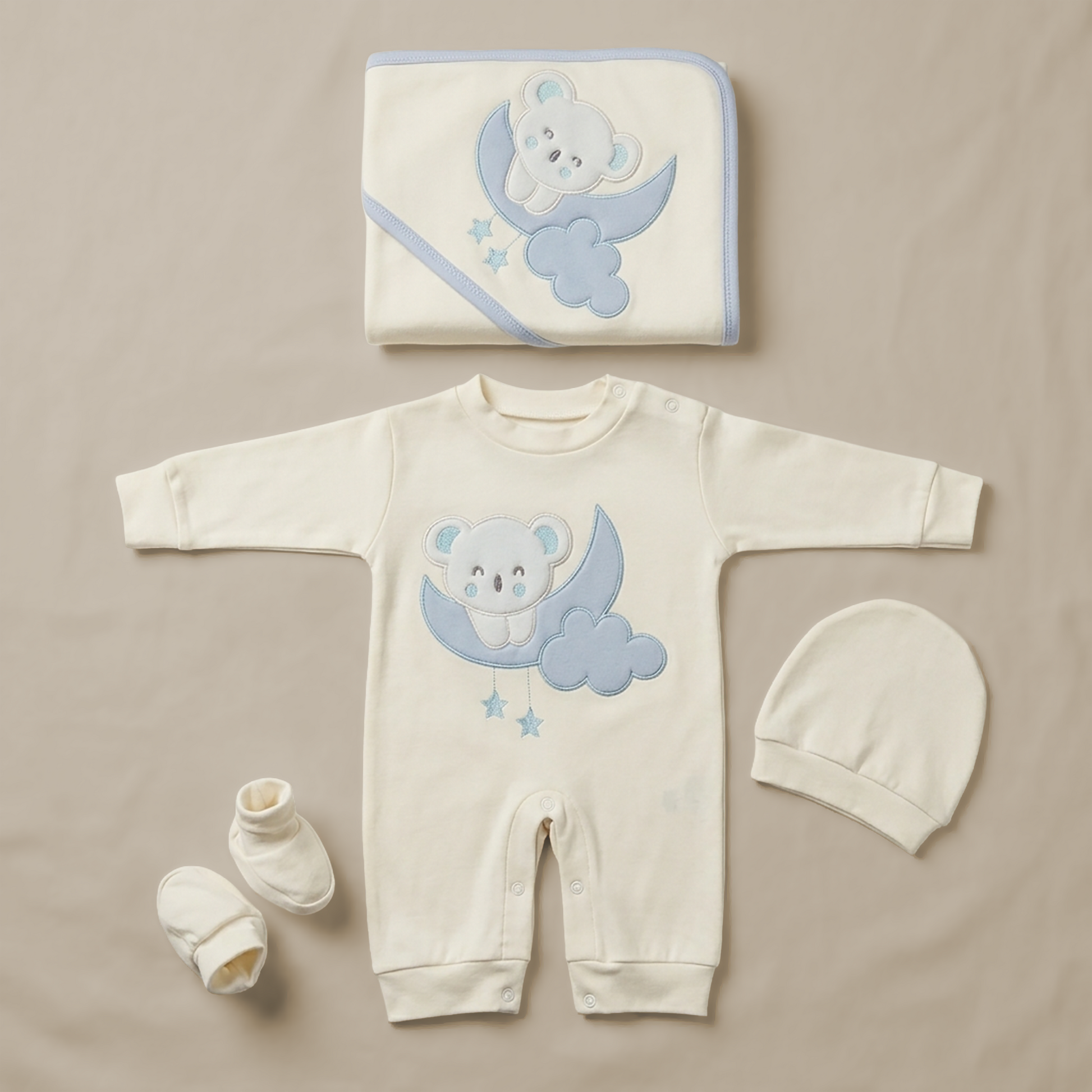 Summer -MOON BEAR 4 Pieces Baby Set- Available in 2 colors – 023 Baby Wear