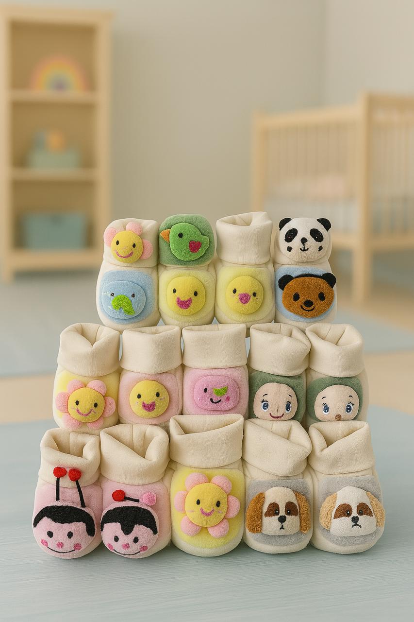 Soft Cotton Newborn Booties – Animal & Cartoon Collection