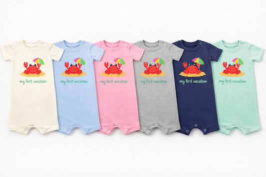 My First Vacation Baby Romper – 6 Color Options