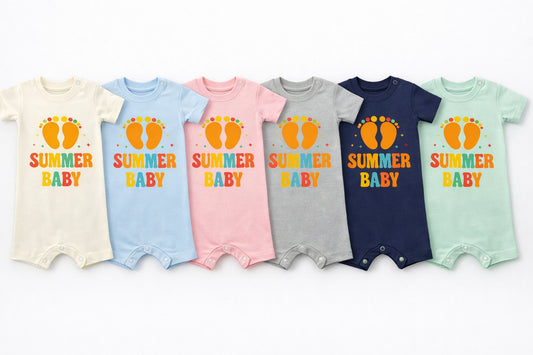 Summer Baby Romper – Footprints Design (6 Colors)