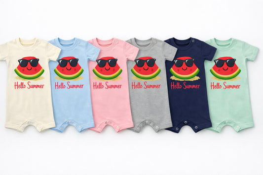Hello Summer Baby Romper – Watermelon Design (6 Colors)