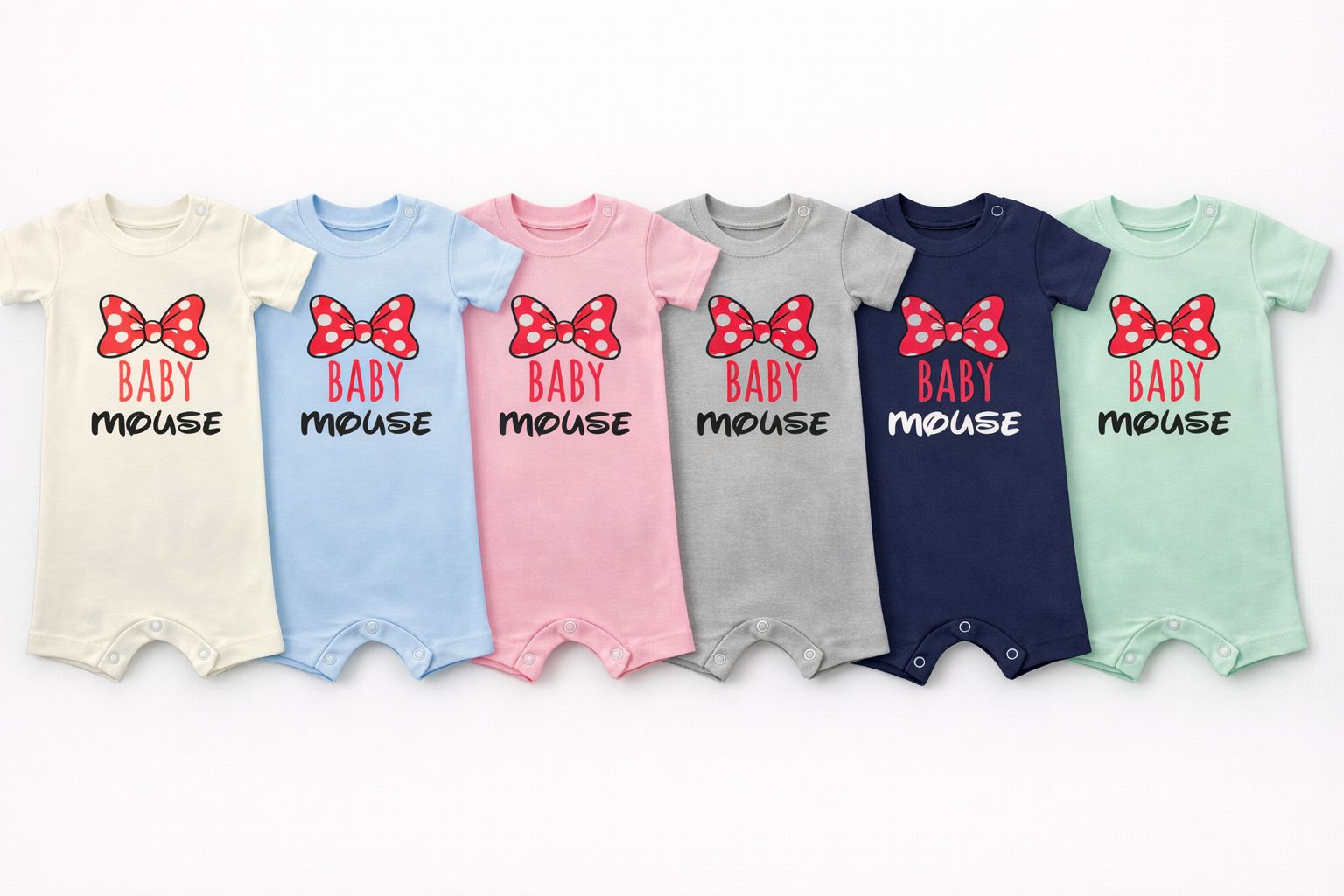 Minnie Mouse Bow Romper – 6 Color Options