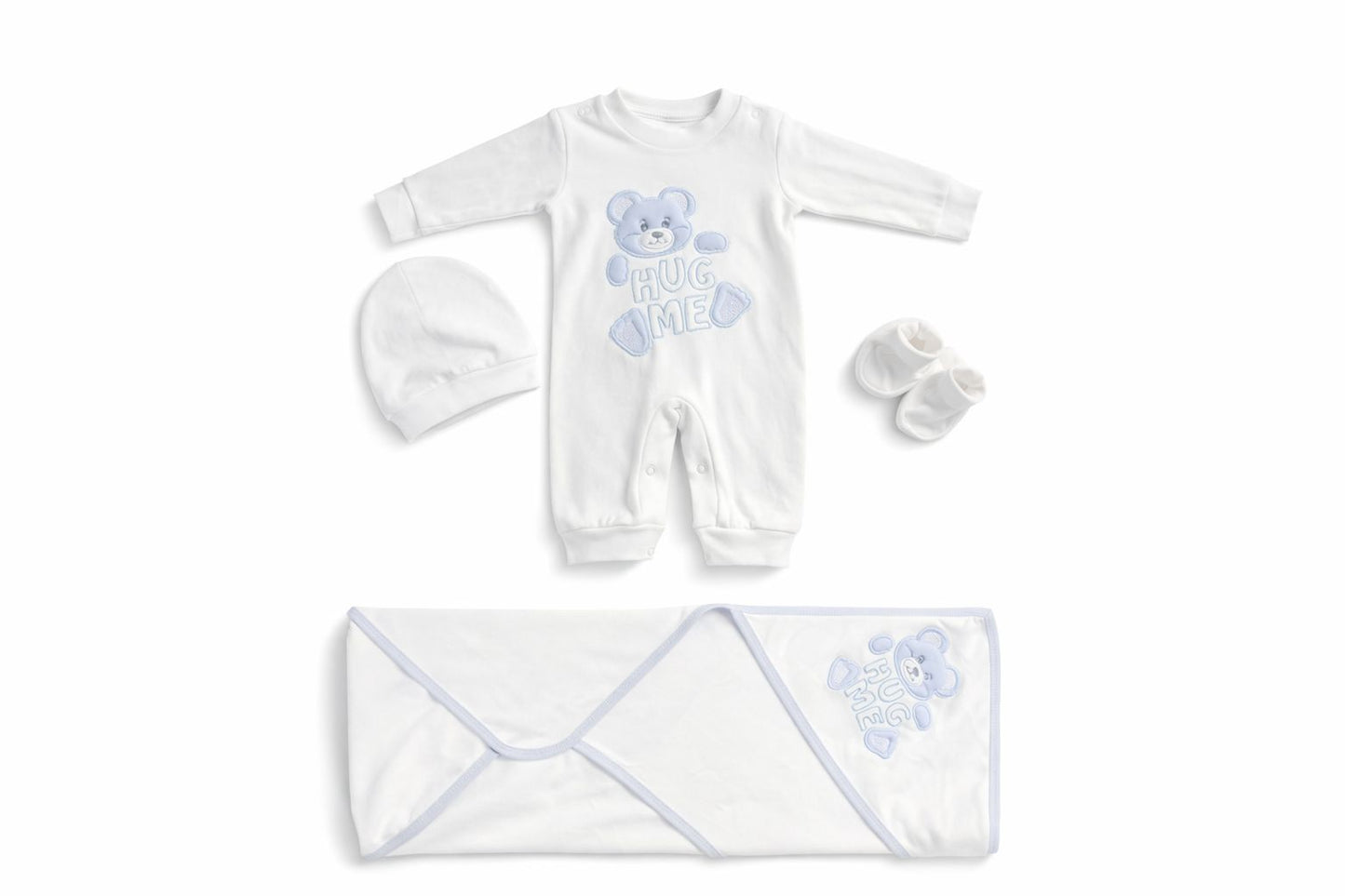 Hug Me Bear Baby Matching Set – 4 Piece Newborn Outfit - Boy
