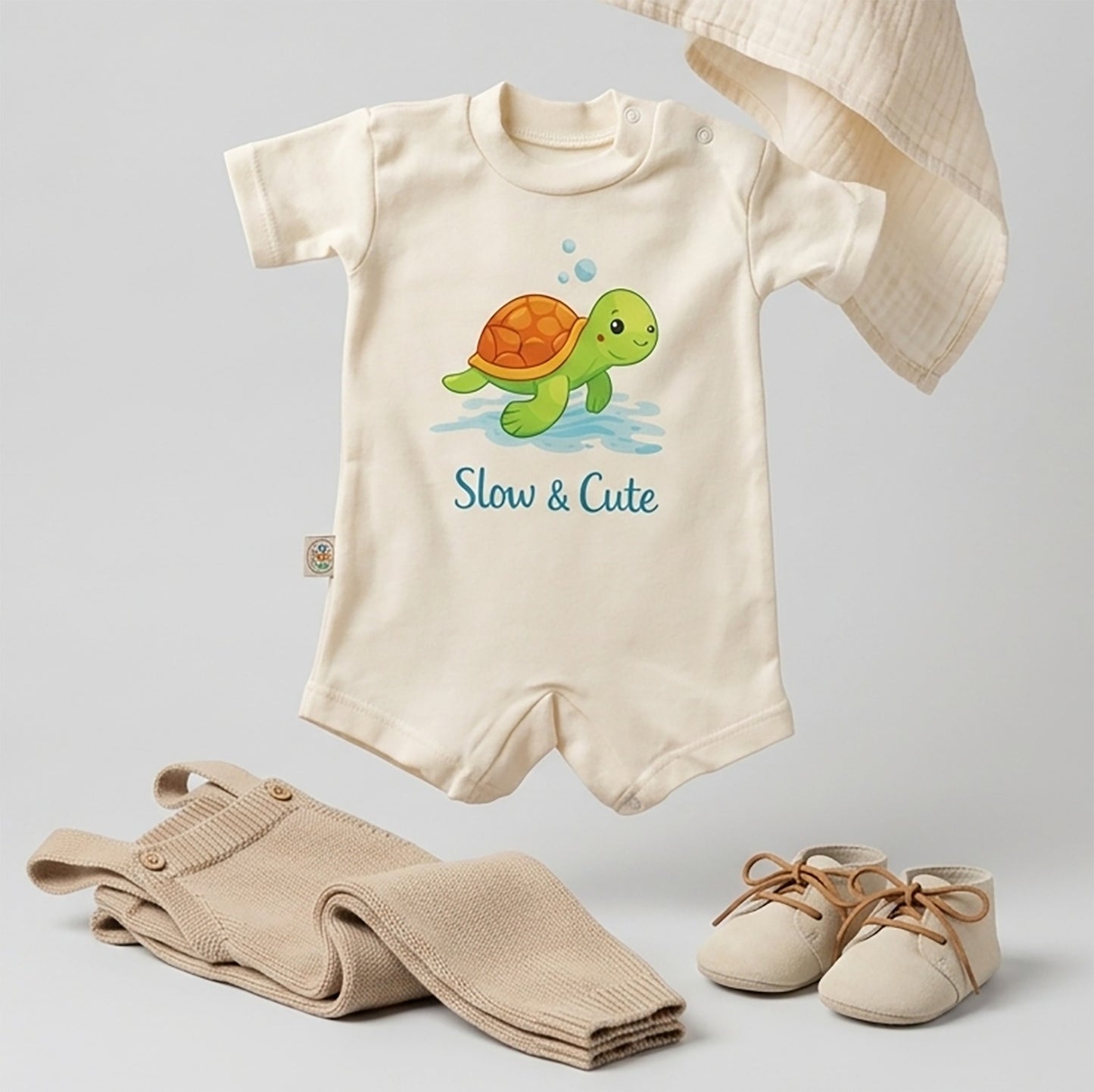 Slow & Cute Turtle Baby Romper – 6 Colors