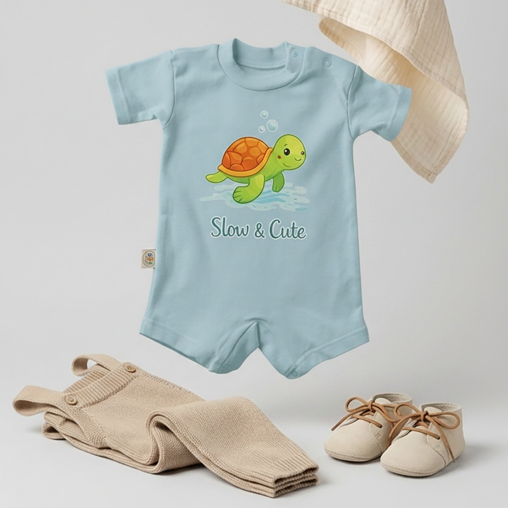 Slow & Cute Turtle Baby Romper – 6 Colors